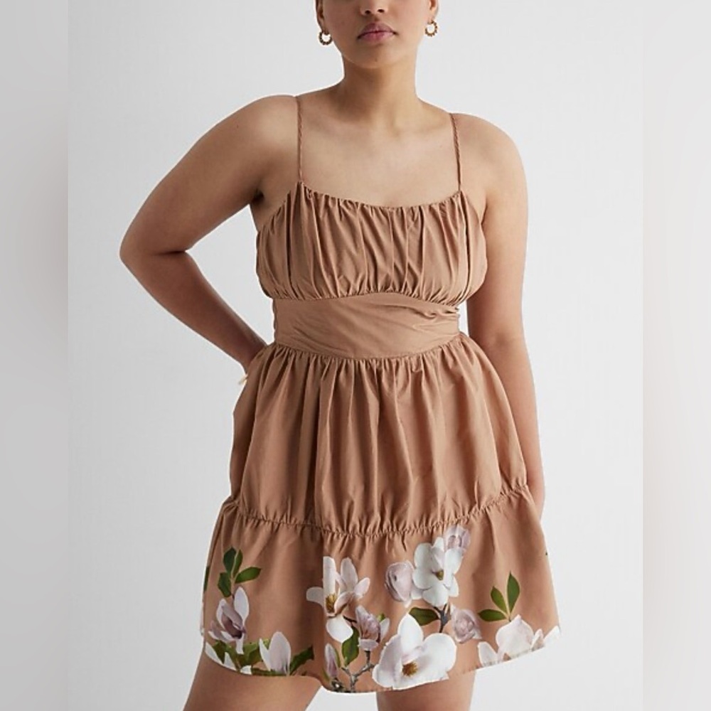 Express Tan Floral Mini Dress